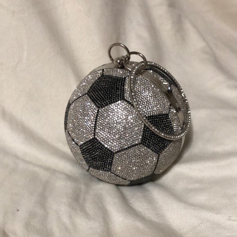 Crystal covered soccer ball wristlet/shoulder/crossbody bag.